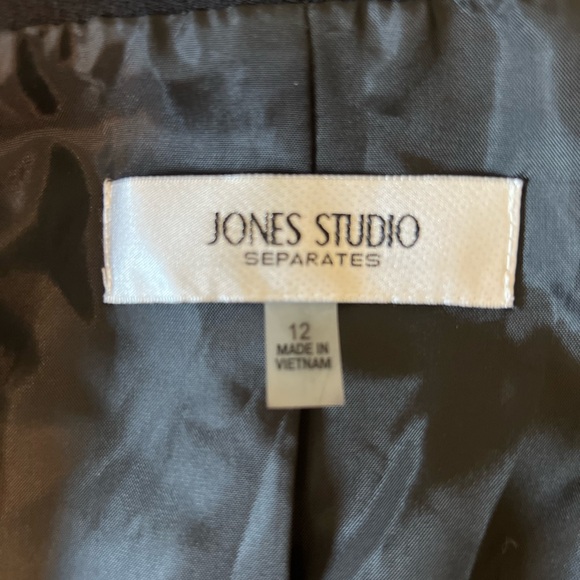 Jones Studio Separates Black Lined Jacket, Shld Pads, Open Front Lapel, Size 12. - Picture 9 of 11